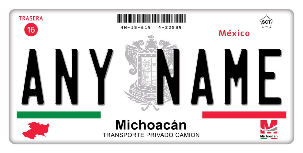 212 Main LPO420 Mexican Flag with Michoacan Photo License Plate